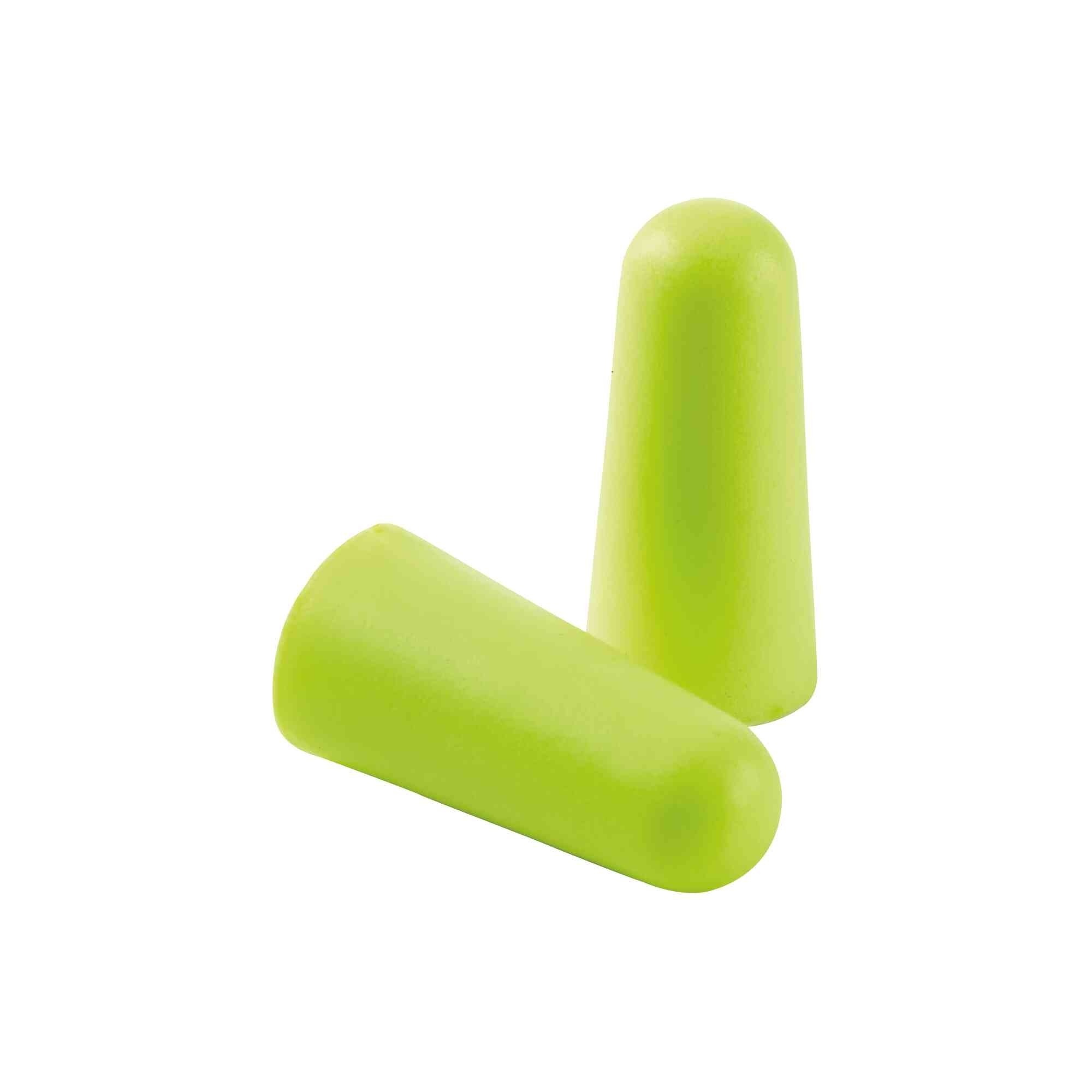 Sellstrom® - Earplugs - Disposable - Foam Bullet Shape - Uncorded - NRR 32 - Hi-Viz Green - 200 Pair Dispenser Box - Model # S23410
